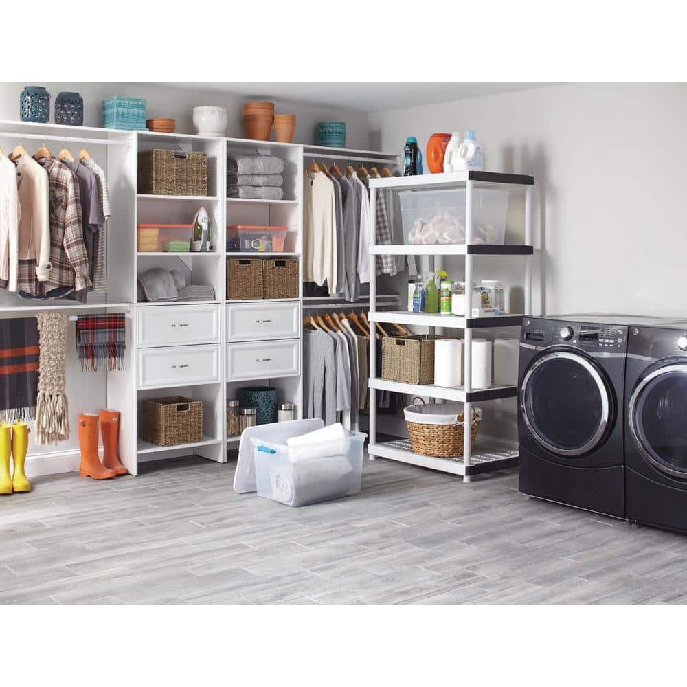 5-Tier Easy Assembly Multi-purpose Plastic Garage Storage Shelving Unit in Gray (36 in. W x 72 in. H x 18 in. D) - Hercitys