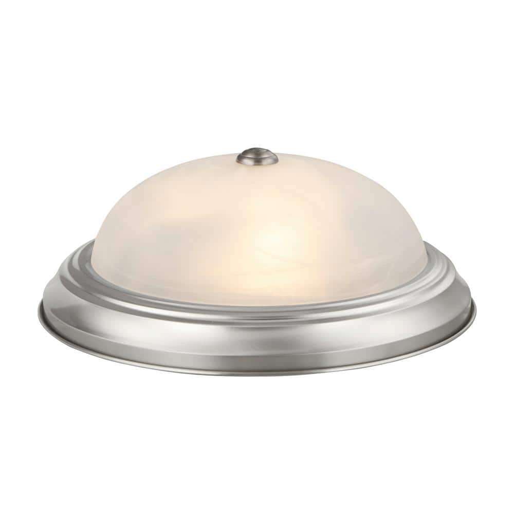 15 in. 3-Light Brushed Nickel Flush Mount with White Alabaster Glass - Hercitys