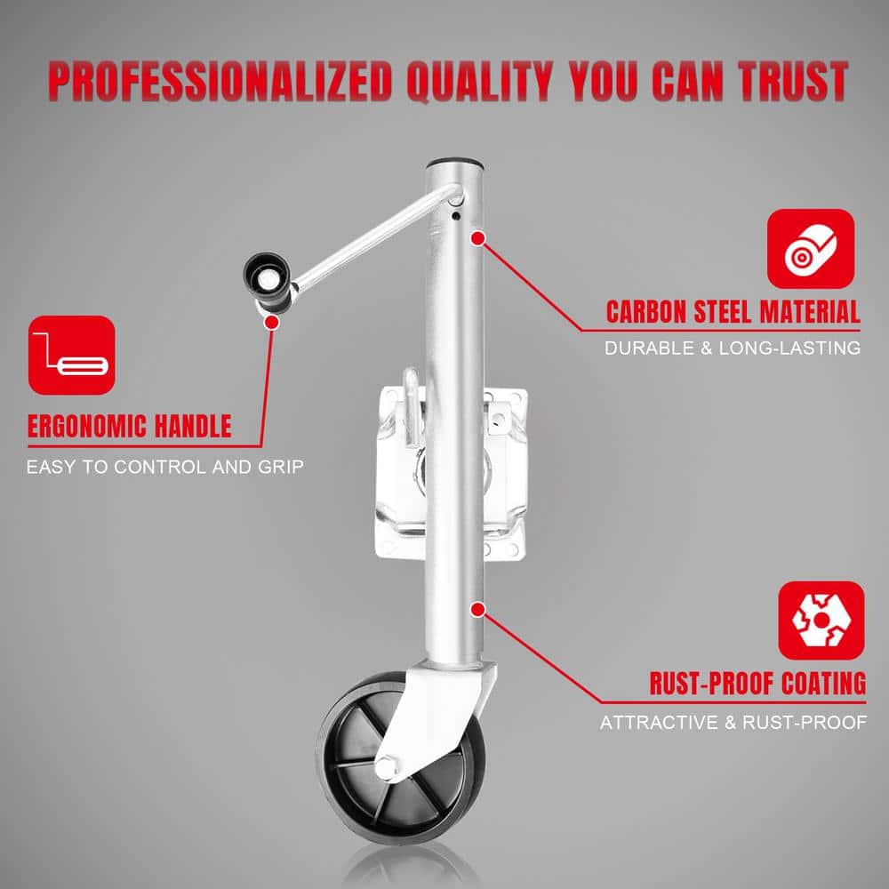 1,000 lbs. Side-Wind Bolt-On Trailer Jack with Wheel - Hercitys