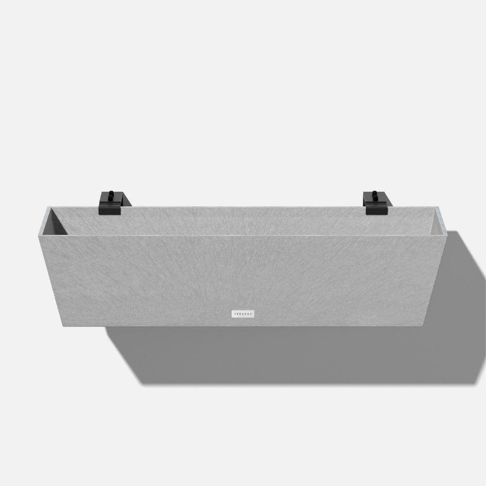 36 in. x 10 in. Gray Plastic Railing Window Box - Hercitys