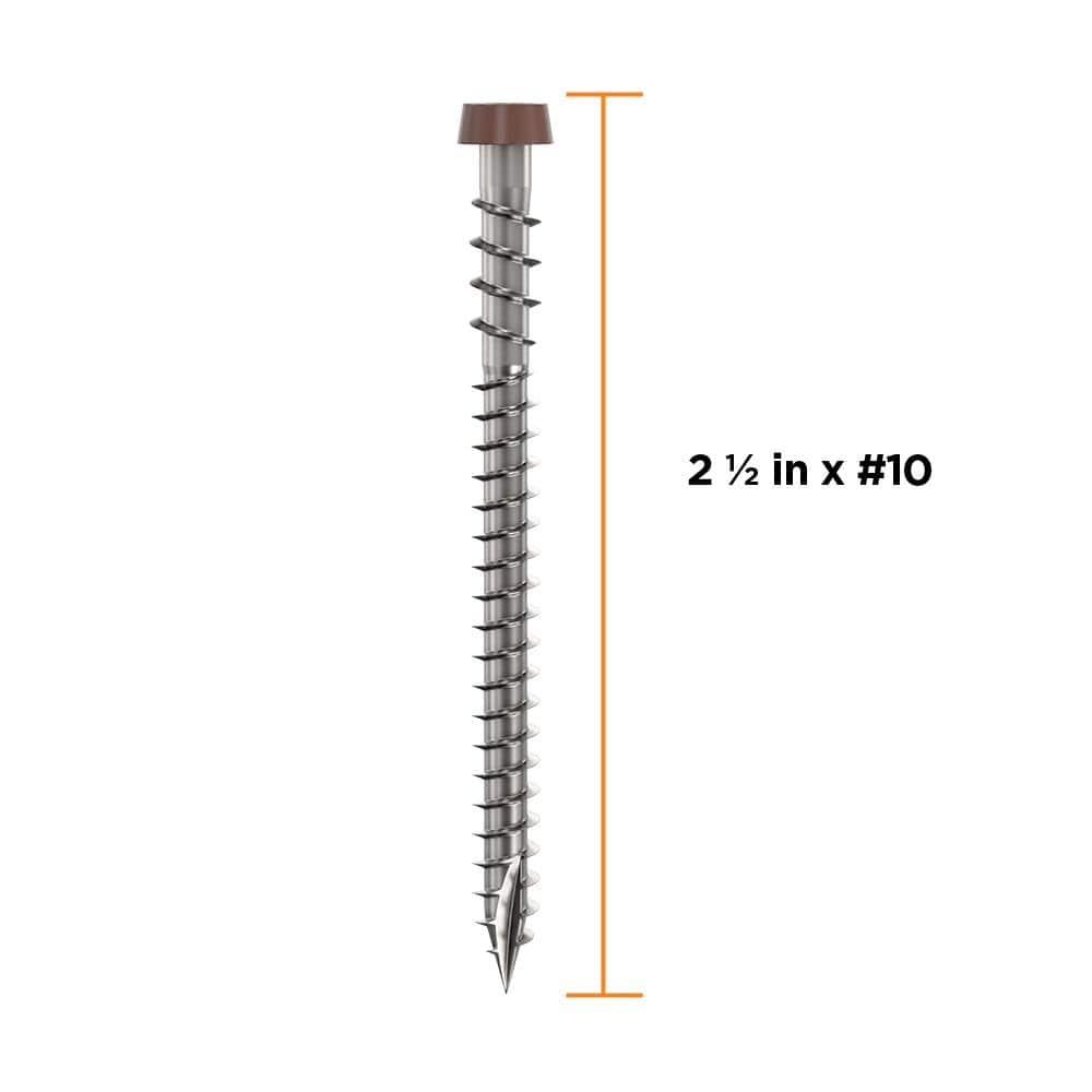 #10 2-1/2 in. 316 Stainless Steel Star Drive Brown Composite Deck Screws (350-Count) - Hercitys