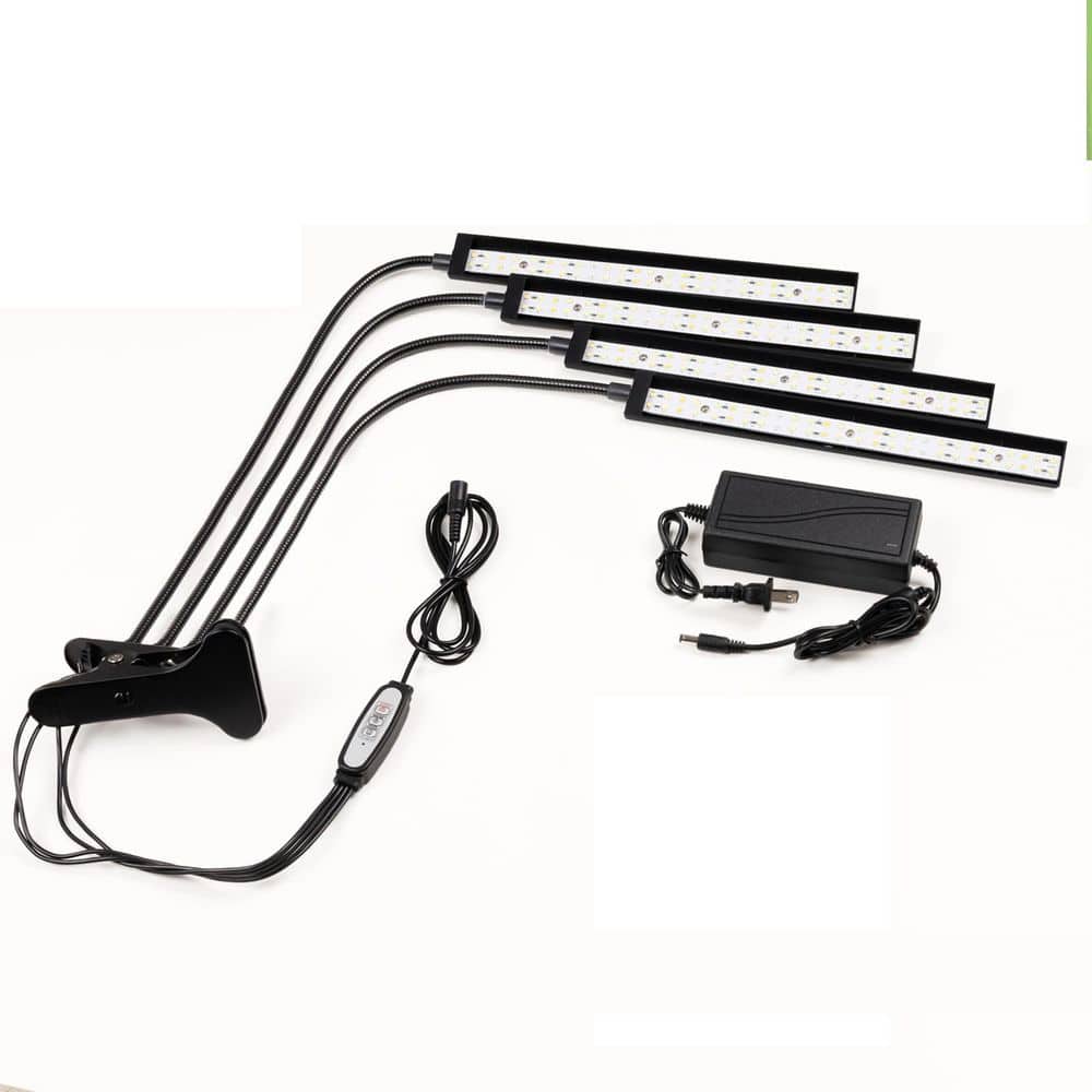 4-Head Plant Grow LED Light Full Spectrum for Indoor Growing with Flexible Gooseneck 4-12hr Timer,4 Brightness Levels - Hercitys