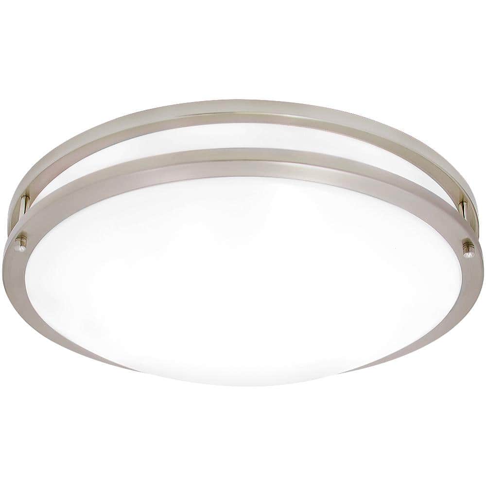 18 in. Satin Nickel Selectable LED Ceiling Flush Mount Fixture, 5 CCT 2700K-5000K, 2000 Lumens, Dimmable - Hercitys