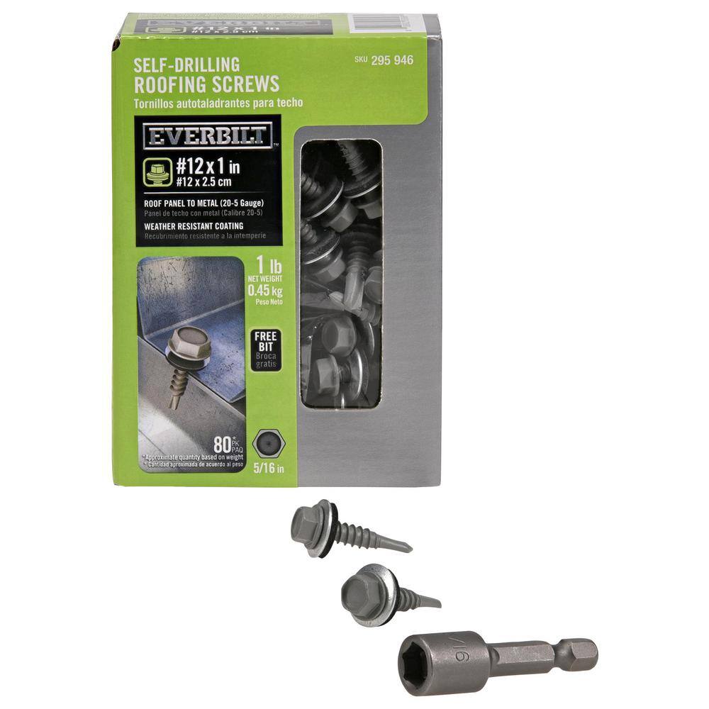 10-Pack #12 x 1 in. Flange Hex Head Hex Drive Self-Drilling Screw with Neoprene Washer (10 lb / 800-Piece) - Hercitys