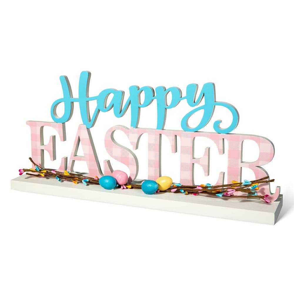15.75 in. H Easter Wooden  in. Happy Easter in Table Decor - Hercitys