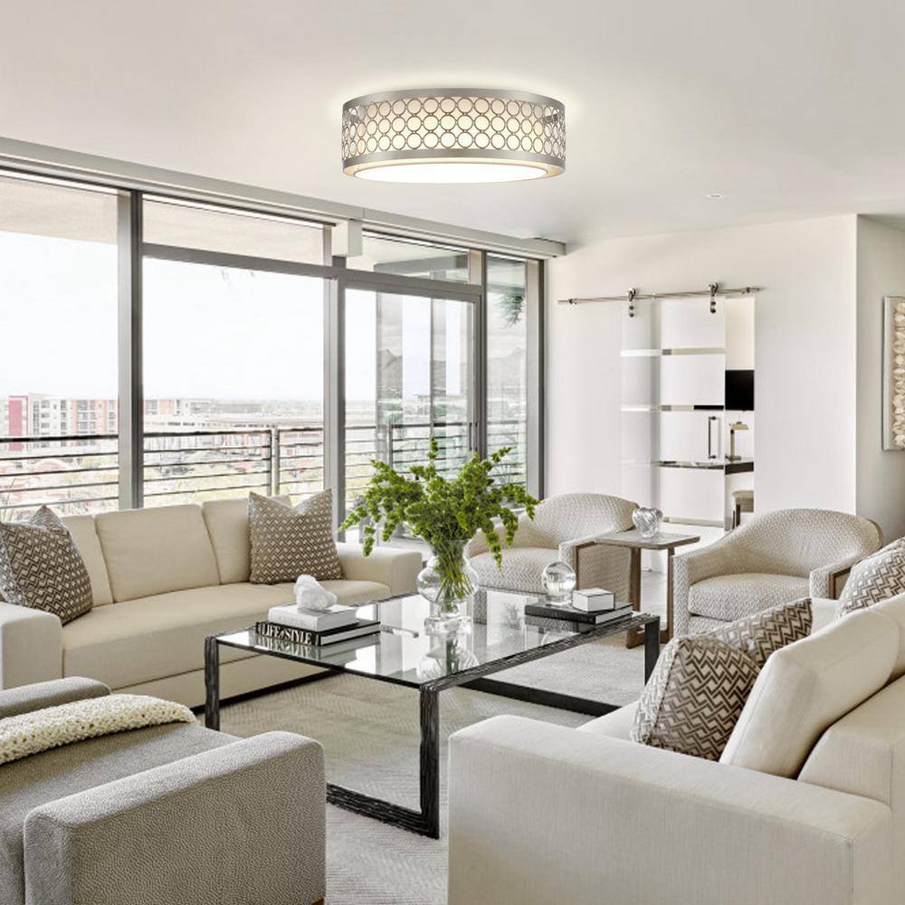 15.4 in. 23-Watt Integrated LED Flush Mount with Shade - Hercitys