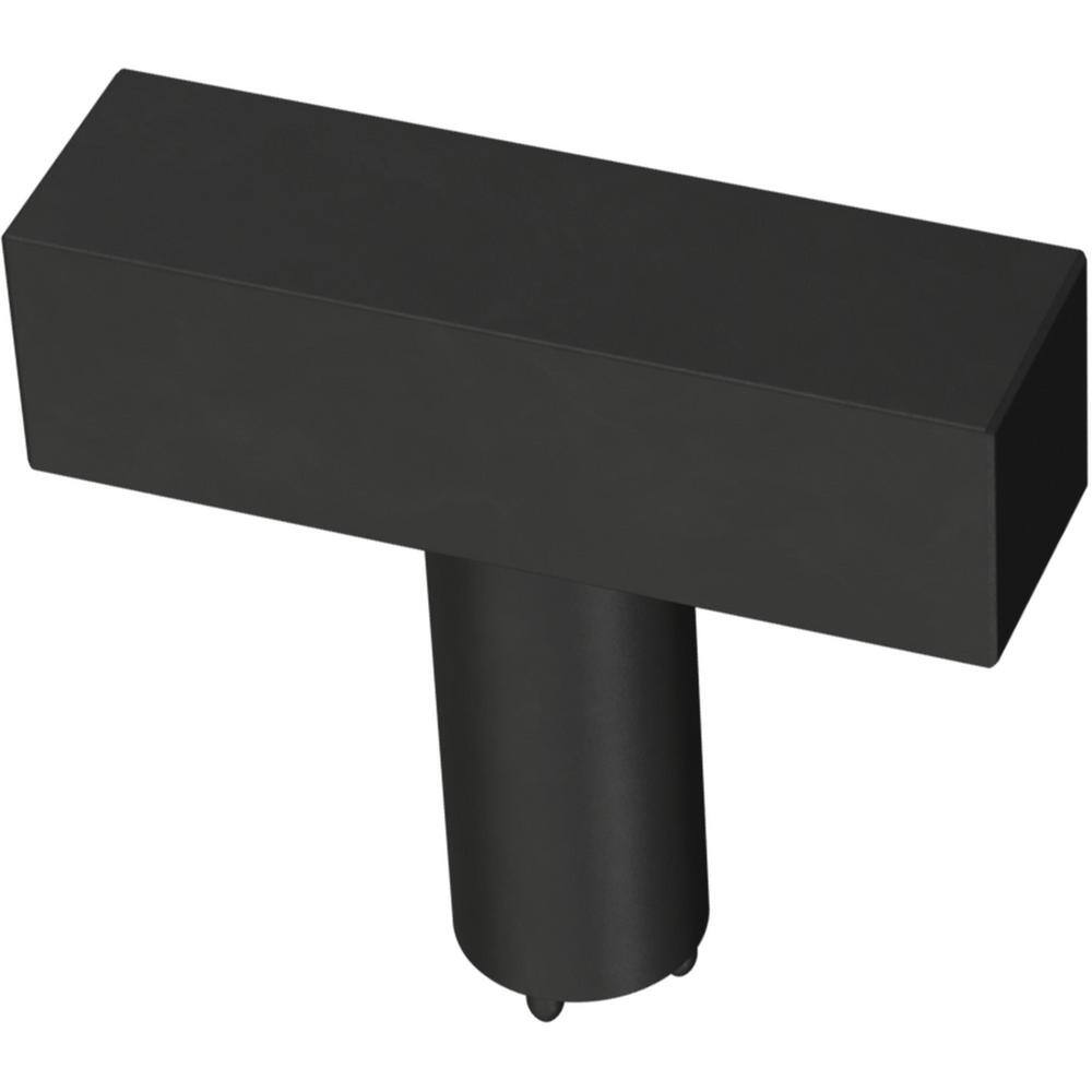 (30-Pack) Simple Square Bar 1-1/4 in. (32 mm) Modern Matte Black T-Shaped Bar Cabinet Knobs - Hercitys