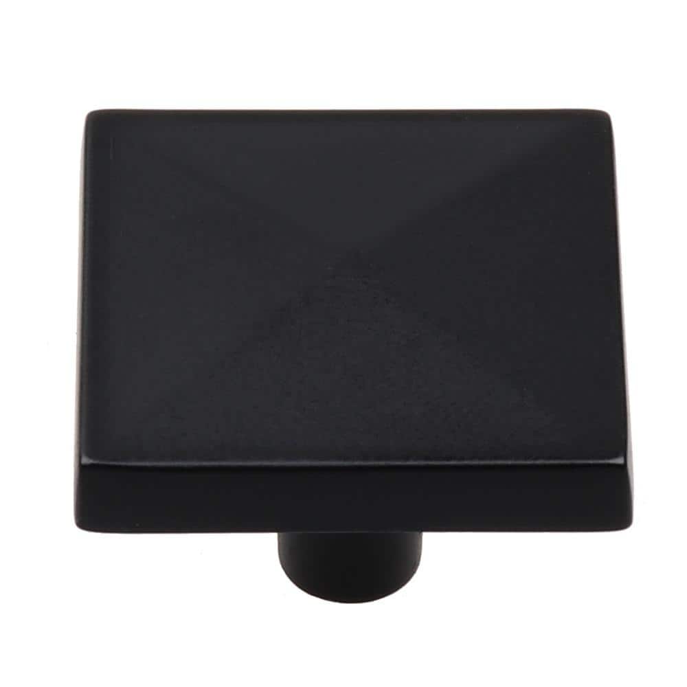 1-1/4 in. Matte Black Square Pyramid Cabinet Knob (10-Pack) - Hercitys
