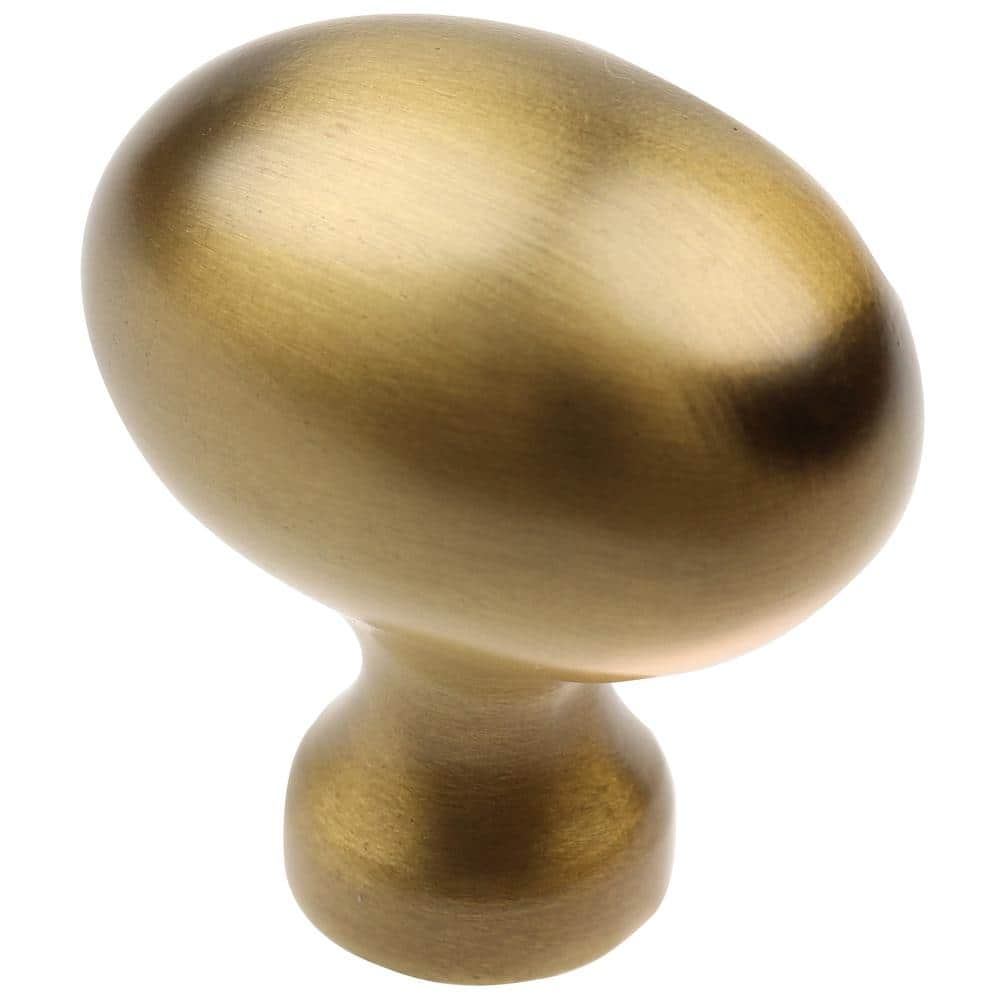 1-1/8 in. Dia Satin Gold Classic Oval Cabinet Knob (10-Pack) - Hercitys