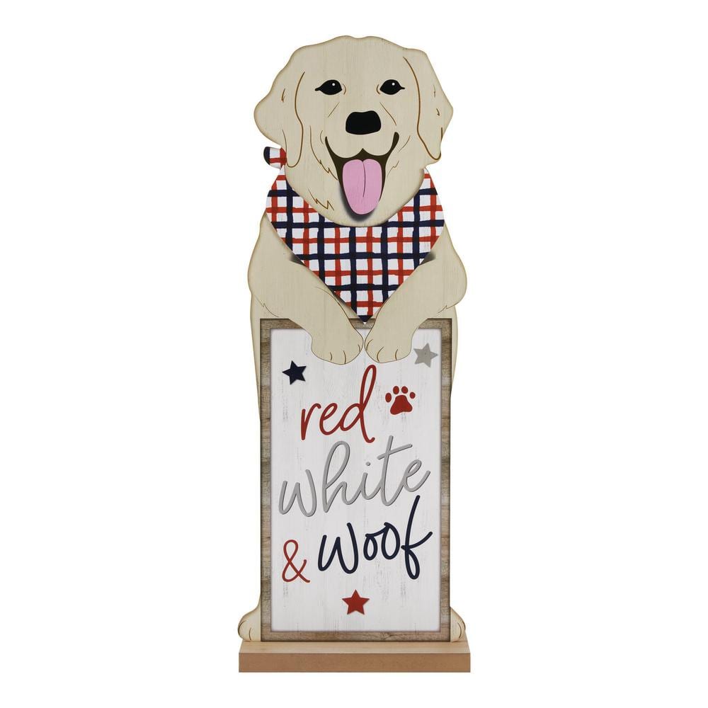 32in Red, White, & Woof Dog Porch Sign - Hercitys