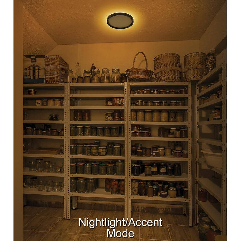 11 in. White, Oil Rubbed Bronze Trims 1000 Lumens LED Flush Mount Ceiling Light Fixture with Night Light Adjustable CCT - Hercitys