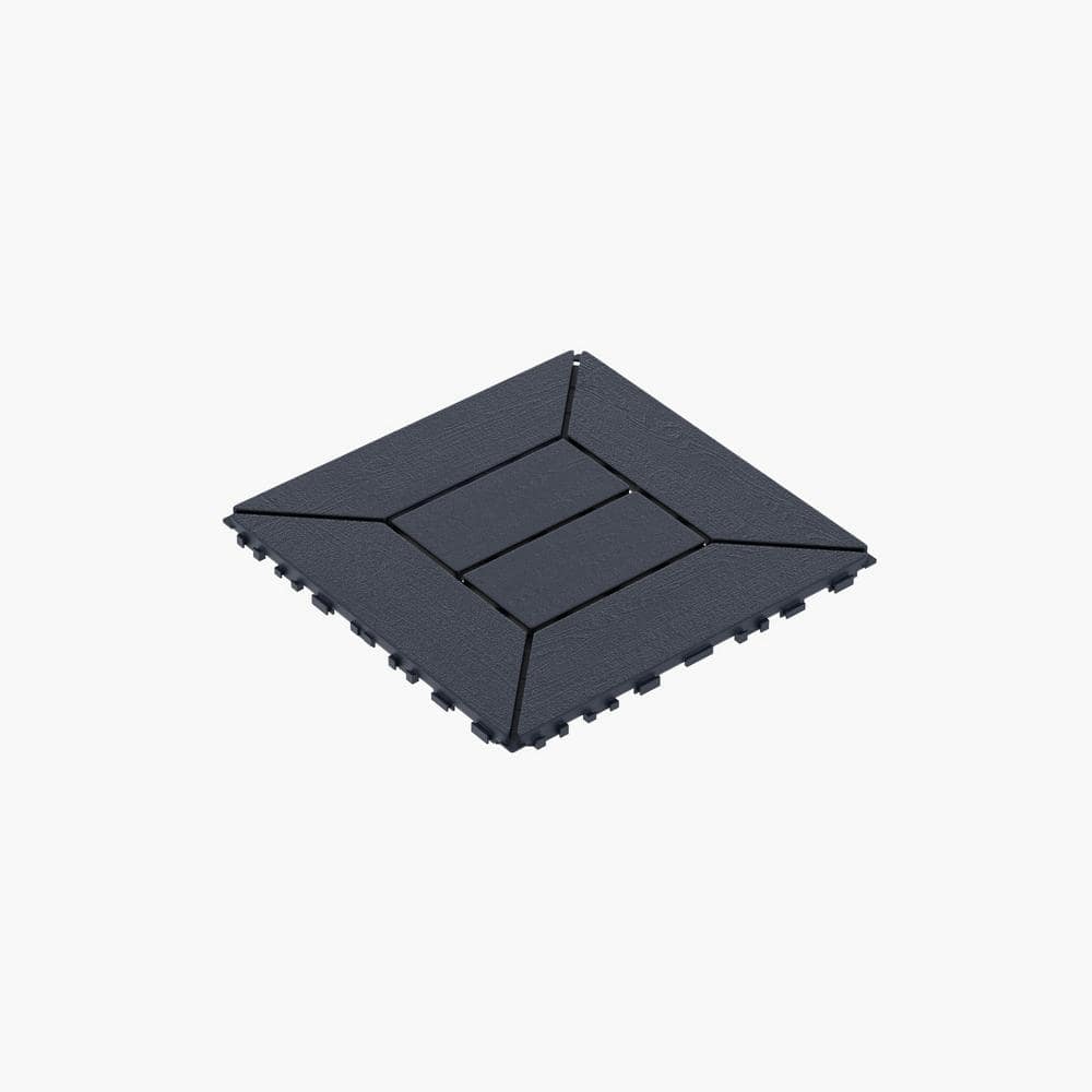 12 in. x 12 in. x 0.75 in. x 44 sq. ft. Dark Gray DIY Module Interlocking Decking Tiles Floor Tile, for Porch (44-Pack) - Hercitys
