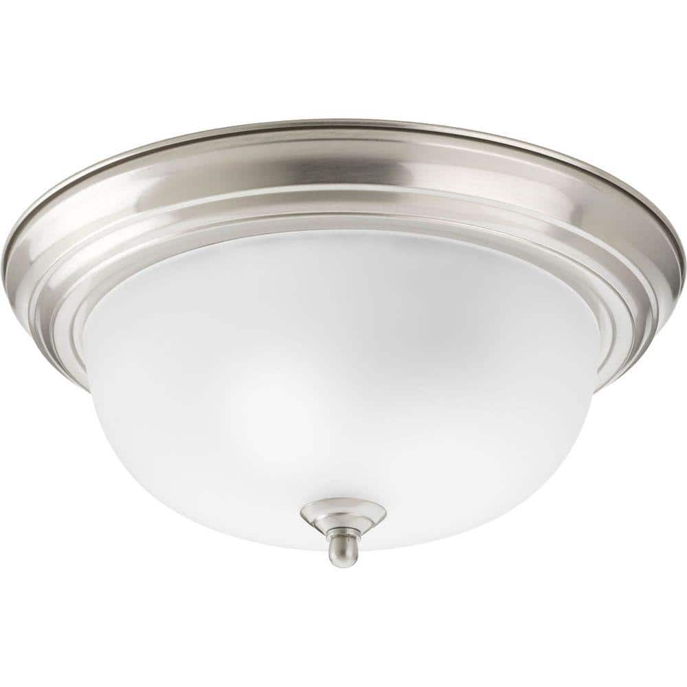 2-Light Brushed Nickel Flush Mount with Etched Glass - Hercitys
