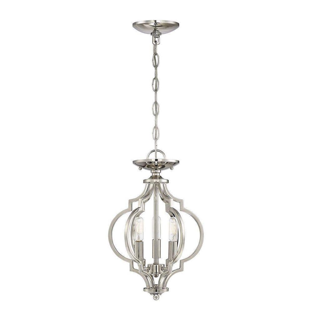 11 in. W x 16 in. H, 3-Light Ceiling Light in Polished Nickel Semi- Flush Mount - Hercitys