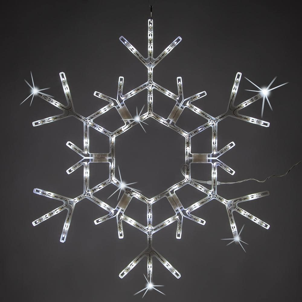 36 in. 105-Light LED Cool White Folding Twinkle Snowflake Decoration - Hercitys