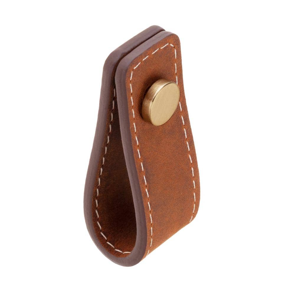 2-Pack Saddle Leather 2 in. (51 mm) Satin Brass Loop Drawer Pull - Hercitys