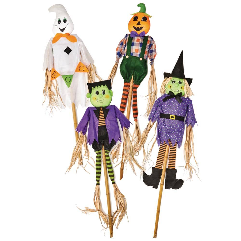 55 in. Halloween Scarecrow on Pole (Set of 4) - Hercitys