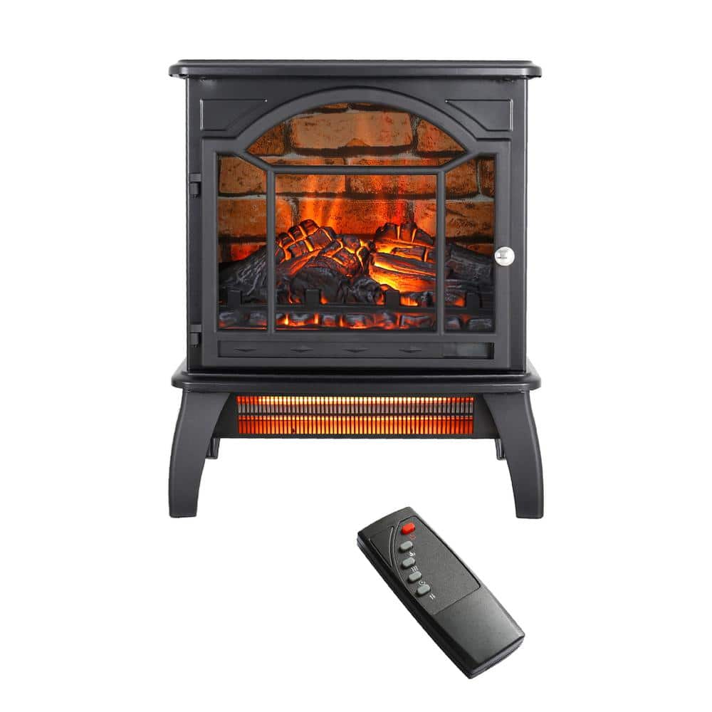 18 in. 400 sq. ft. 3D Flame Electric Stove in Black with Remote Control - Hercitys