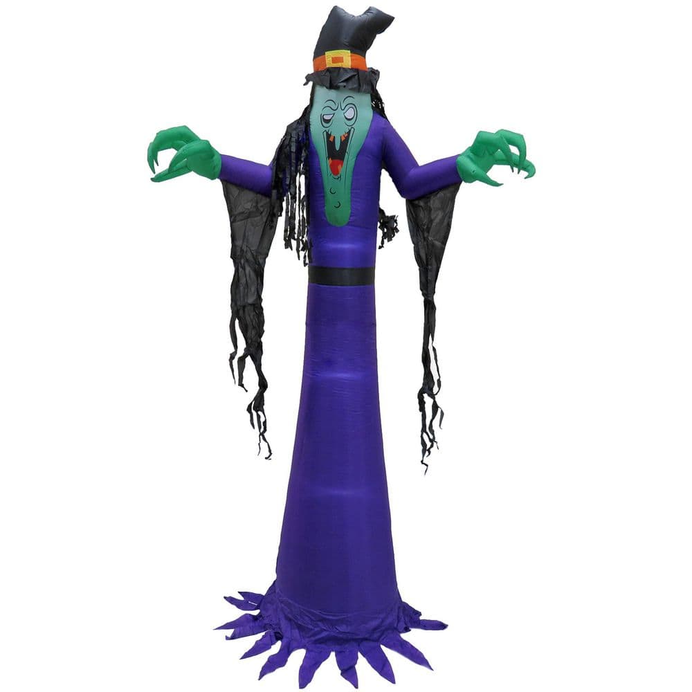 12 ft. Inflatable Halloween Witch, 4 White LED Lights- UL - Hercitys