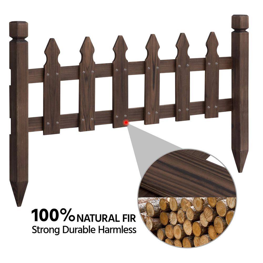 21.7 in. x 177.5 in. Brown Wood Edging, Garden Fence Edging Fencing Garden Yard Border Edging Panels Posts Flower Fences - Hercitys