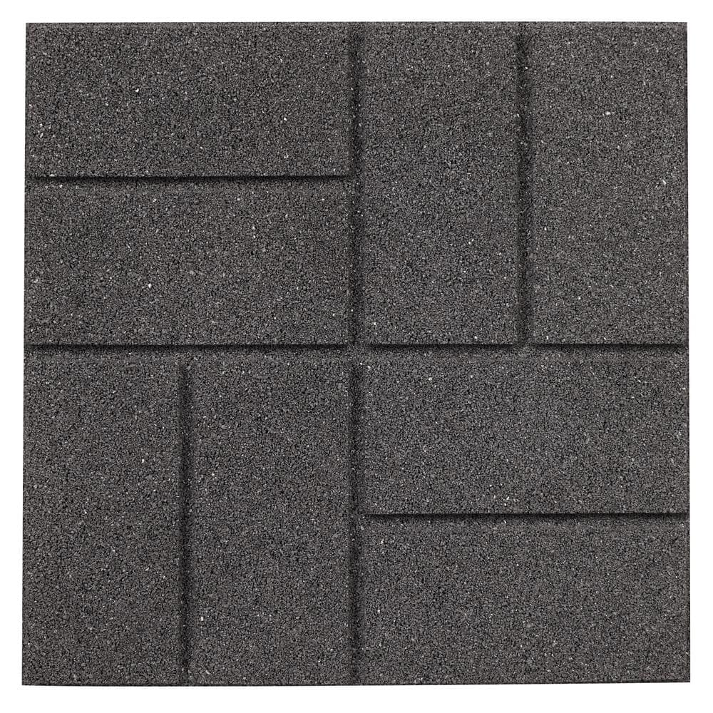 16 in. x 16 in. x 3/4 in. Gray Dual-Sided Rubber Paver (9-Pack) - Hercitys