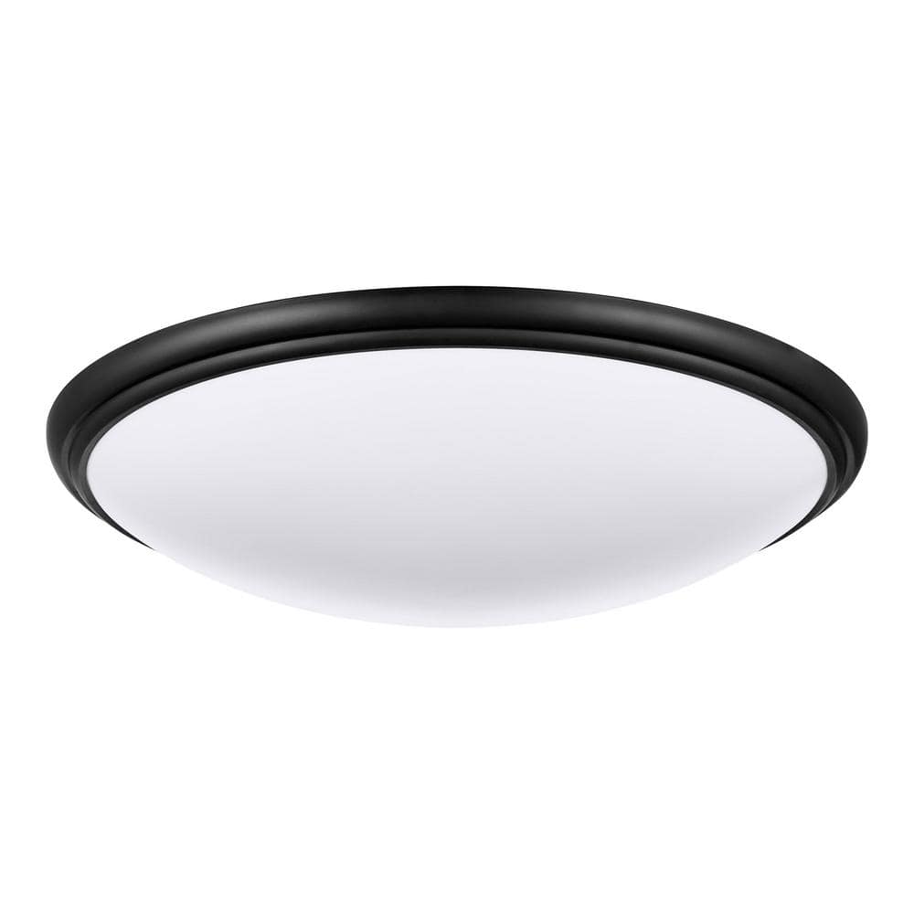 14 in. Indoor White, Black, Brushed Nickel and Bronze Adjustable CCT LED Flush Mount with Interchangeable Trims - Hercitys