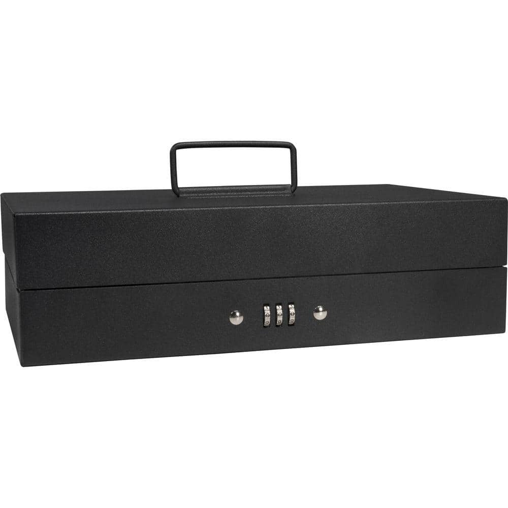 0.13 cu. ft. Steel Cash Box 4 Bill Holder and 6 Compartment Tray Safe with Combination Lock, Black - Hercitys