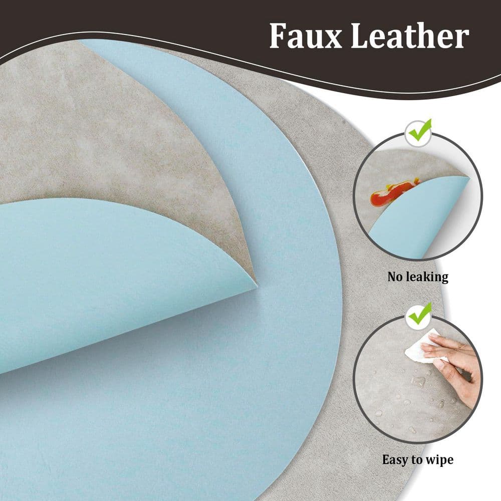 11.8 in. W x 17.5 in. H Light Grey Oval Leather Heat Resistant Placemats Set of 4 - Hercitys