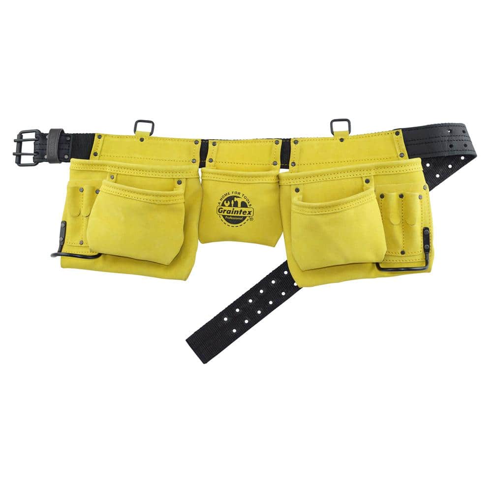 11-Pocket Suede Leather Work Apron in Yellow - Hercitys