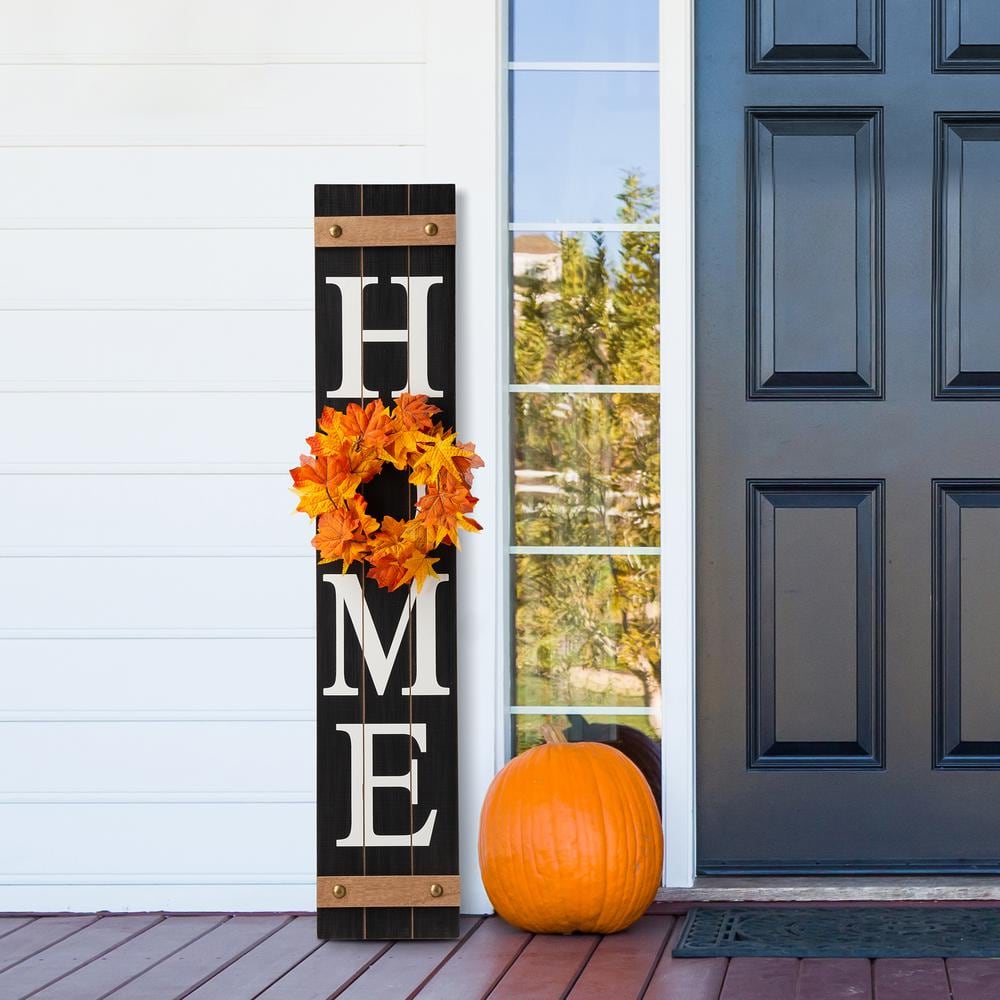 42 in. H Wooden Home Porch Sign with 3 Changable Wreathes (Spring/Fall/Christmas) - Hercitys
