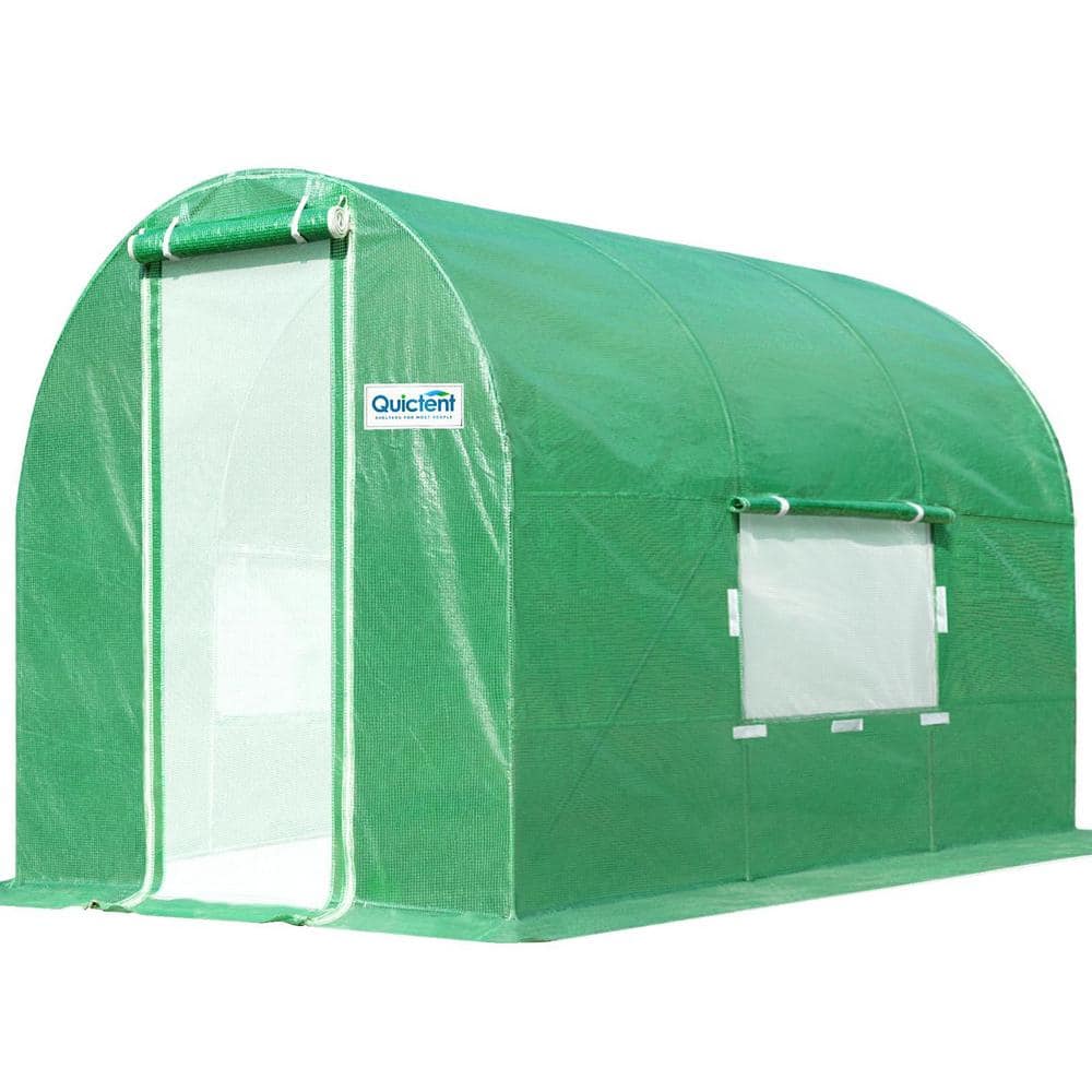 10 ft. x 6.6 ft. x 6.6 ft. Upgraded Walk-in Greenhouse, 2-Ventilated Screen Window and Zipper Screen Door, Green - Hercitys