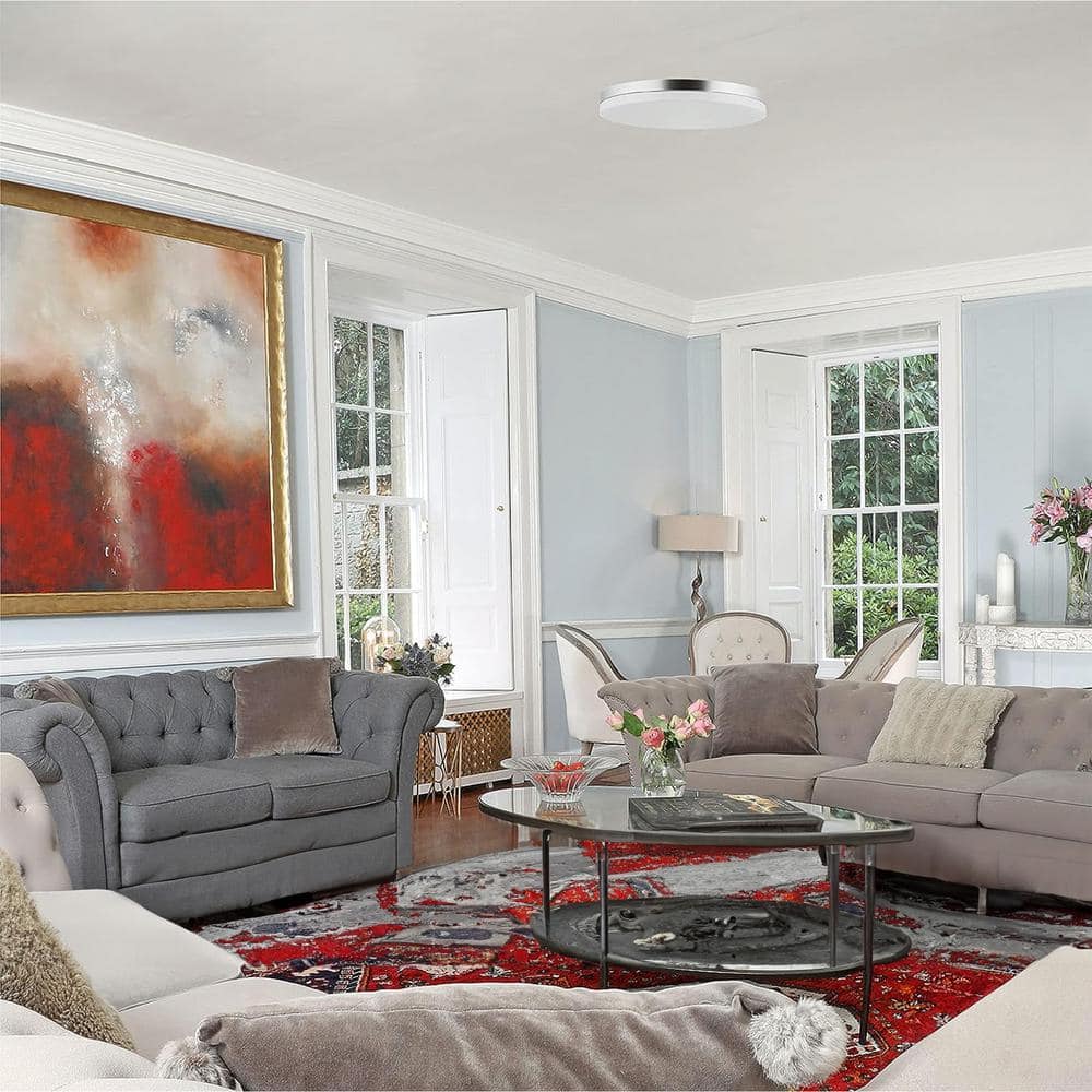 10 in. 1-Light White Selectable LED Dimmable Slim Round Ceiling Flush Mount, Selectable CCT 5 Color Temperature Options - Hercitys