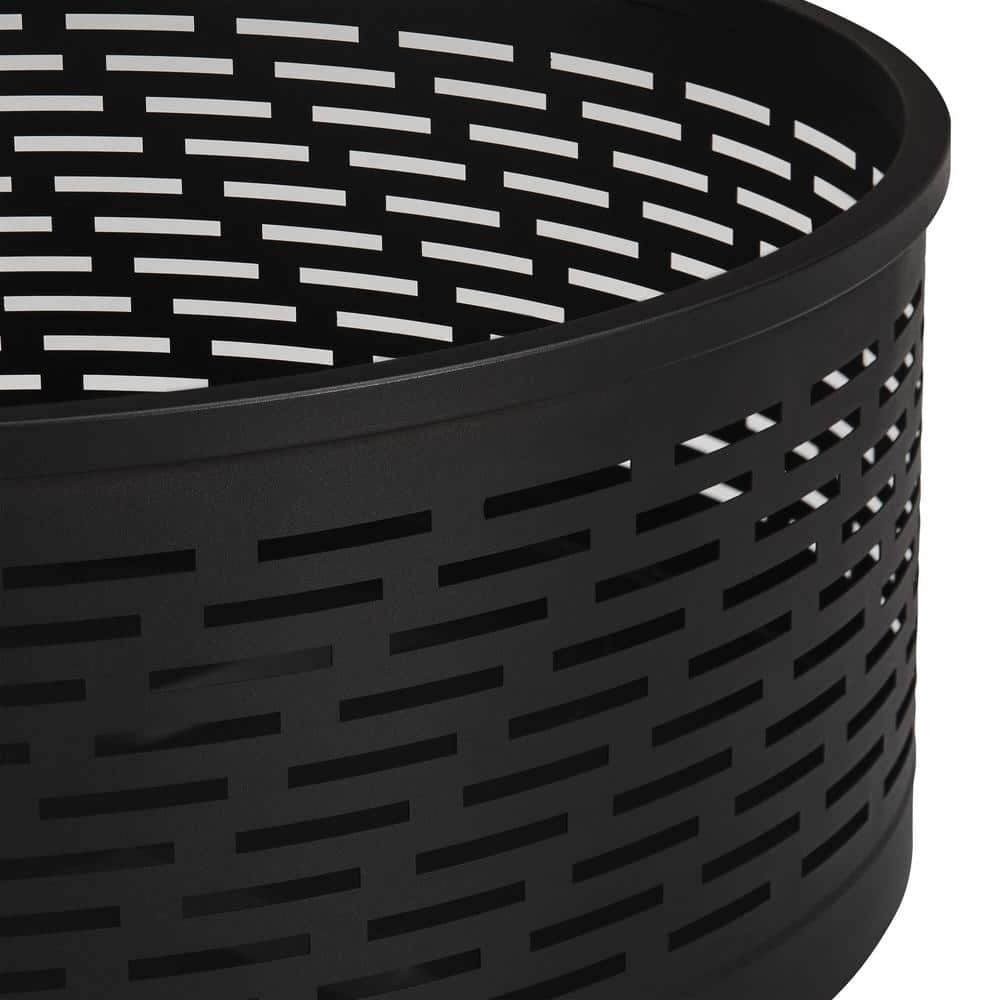 26.00 in. W Black Steel Wood Outdoor Fire Pit with Cover and Poker Included - Hercitys
