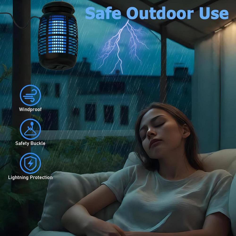 15-Watt Electronic Indoor/Outdoor Mosquito Repellent Bug Zapper Sustainable Efficient Fly Zapper with LED Light, Black - Hercitys