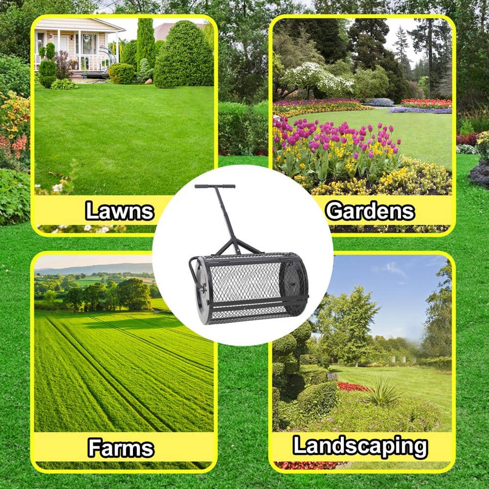 24 in. Peat Moss Spreader Compost Spreader Metal Mesh for planting seeding, Lawn and Garden Care - Hercitys