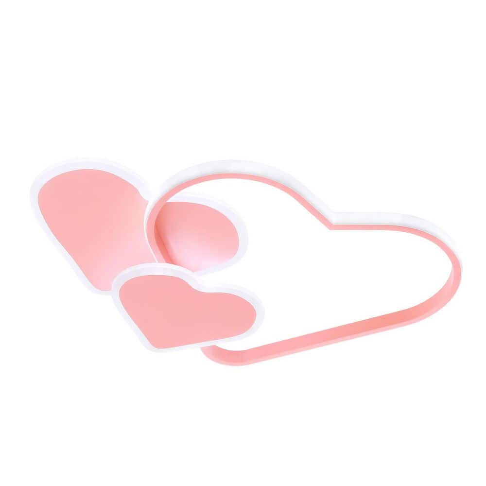 20.47 in. 1-Light Pink Modern Heart-Shaped Selectable LED Semi-Flush Mount Ceiling Light with Remote Control - Hercitys