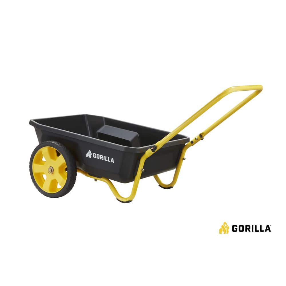 4 cu. ft. Poly Utility Garden Cart, 300 lbs. Capacity, 12 in. No-Flat Tires, Extra-Wide Foldable Handle - Hercitys