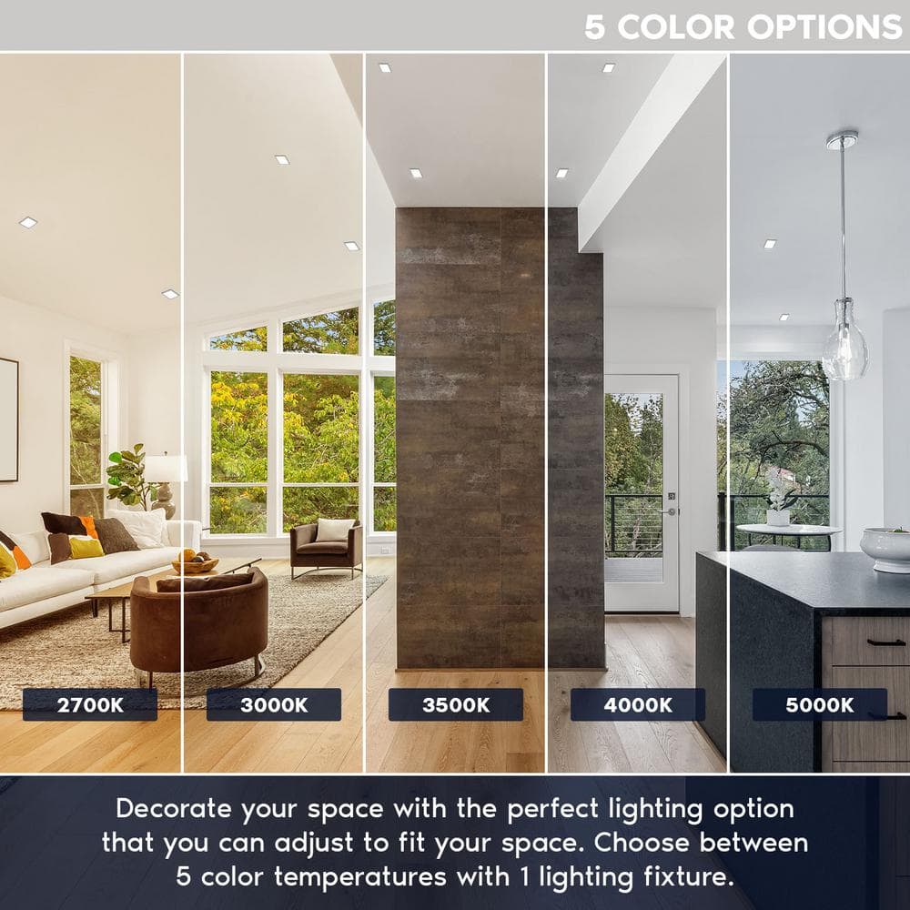 4 in. Square Nickel Modern Flush MountCeiling Light Selectable LED Integrated 10W 600LM 5CCT 2700K-5000K Dimmable 2-Pack - Hercitys