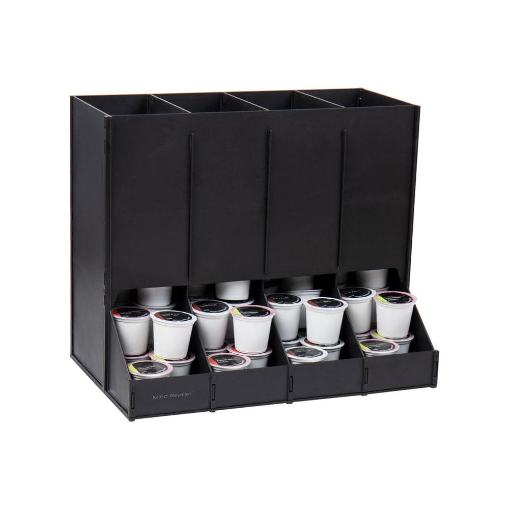 4-Compartment Single Serve Coffee Pod Dispenser, 120 Pod Capacity, Breakroom, 14.5 in. L x 9 in. W x 12.25 in. H, Black - Hercitys