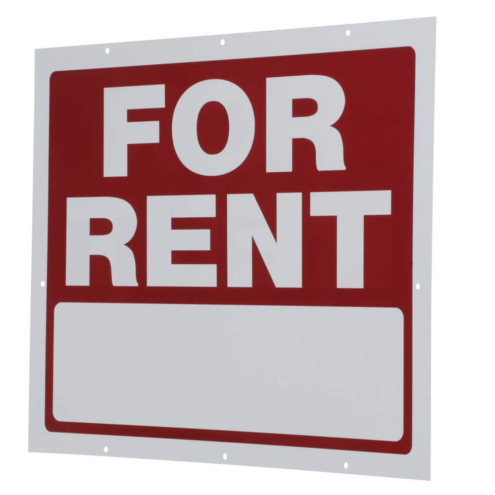 18 in. x 24 in. Red and White Plastic for Rent Sign - Hercitys