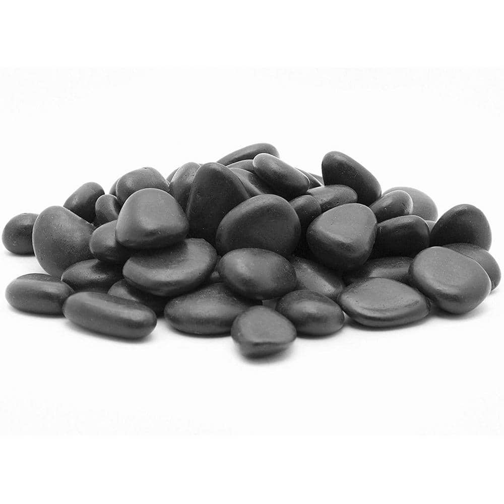 2 in. to 3 in., 20 lb. Large Black Grade A Polished Pebbles - Hercitys