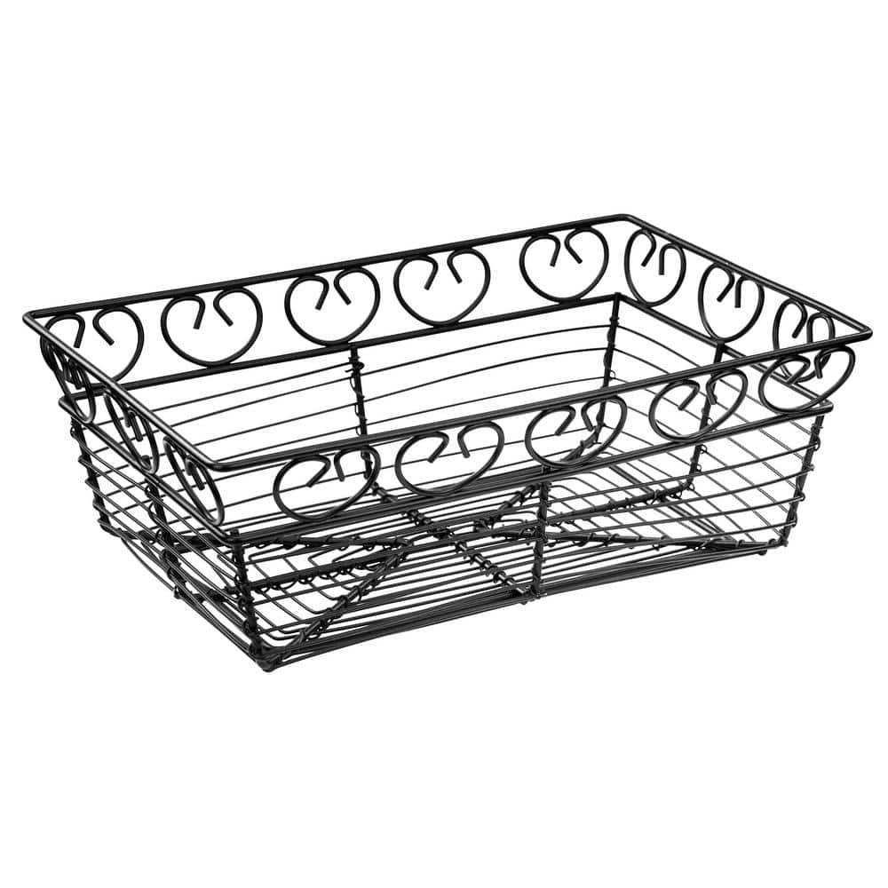1-Piece Rectangular Black Wire Bread/Fruit Basket - Hercitys