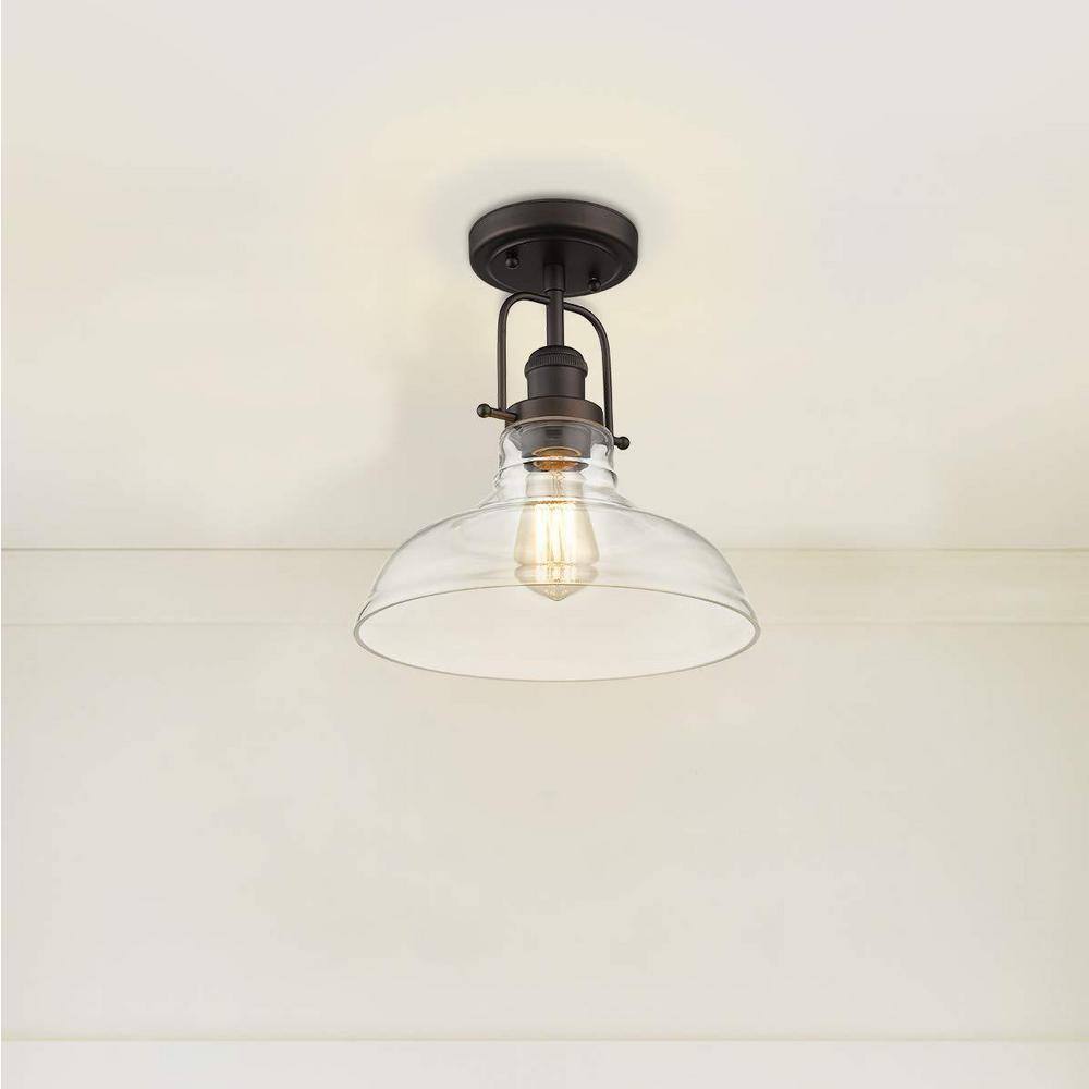 11 in.1-Light Oil Rubbed Bronze Finish With Clear Glass Semi-Flush Mount Light - Hercitys