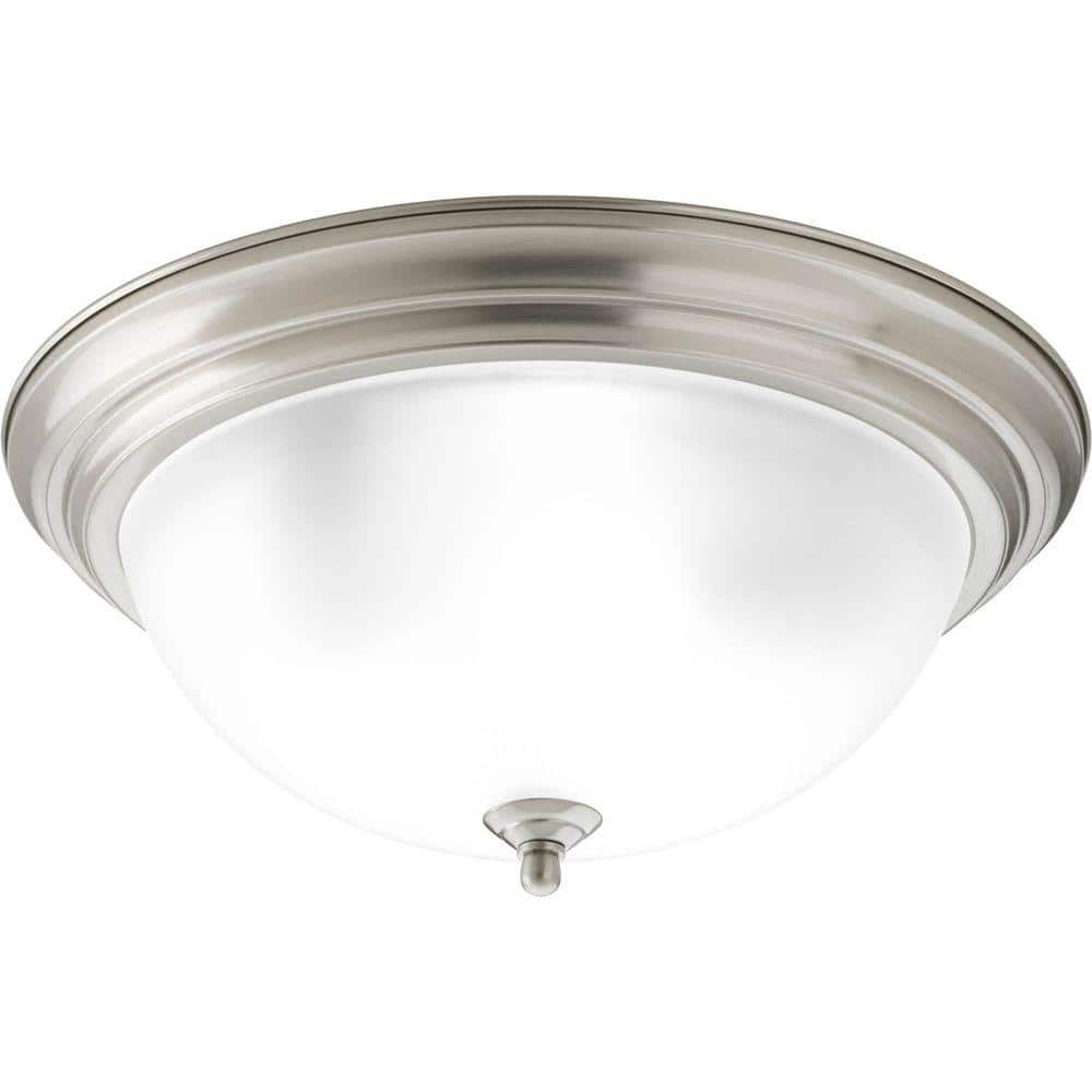 3-Light Brushed Nickel Flush Mount with Etched Glass - Hercitys
