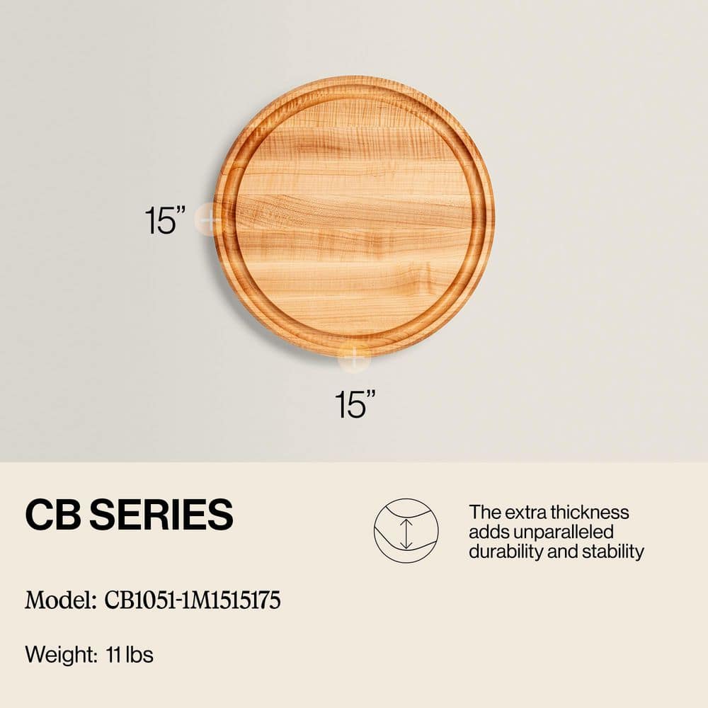15 in. x 15 in. Round Wood Edge Grain Cutting Board - Hercitys
