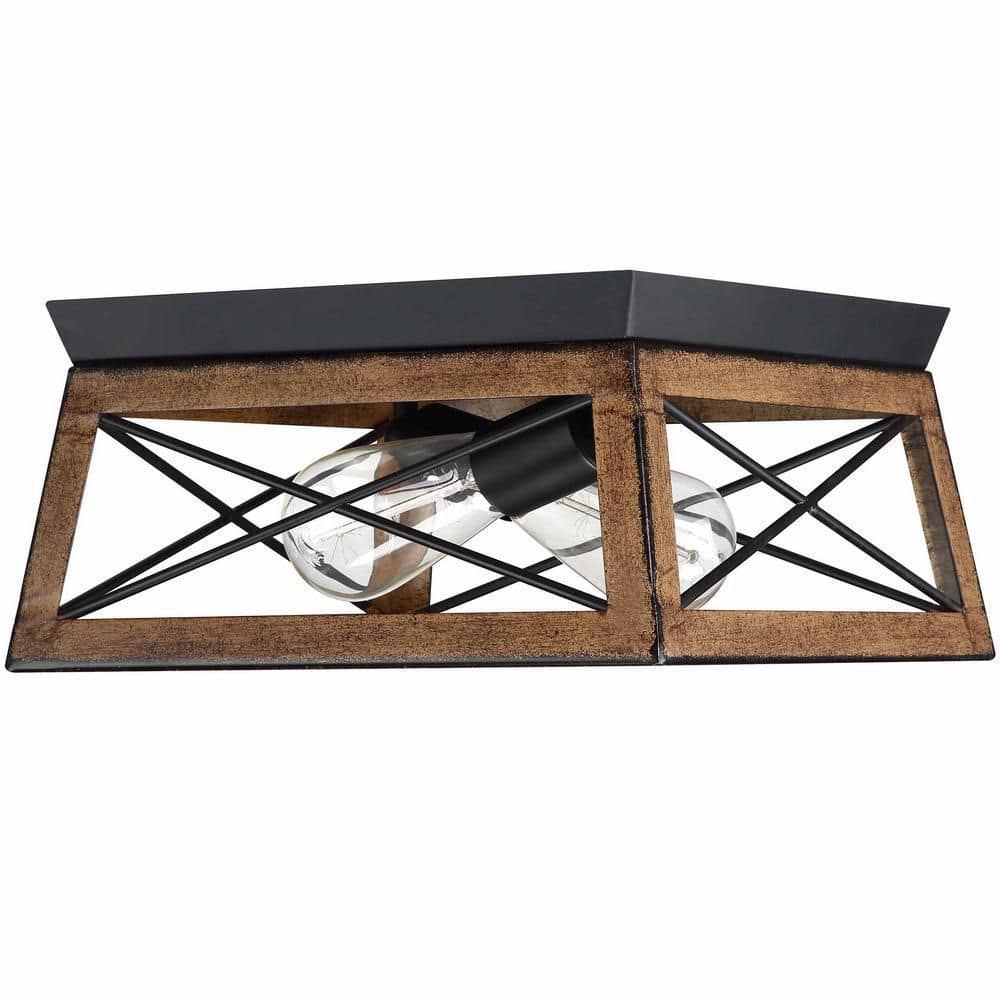 12 in. 2-Lights Bronze Ceiling Smart Flush Mount (1-Pack) - Hercitys