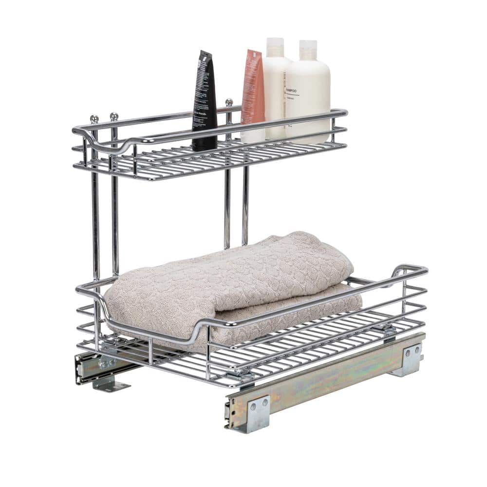 12 in. Under Sink Sliding Organizer-KD Chrome - Hercitys
