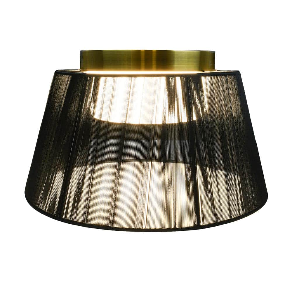 13 in. Black Mesh Japandi Design LED Flush Mount Ceiling Light Matte Gold Housing 800 Lumens Adjustable CCT Dimmable - Hercitys