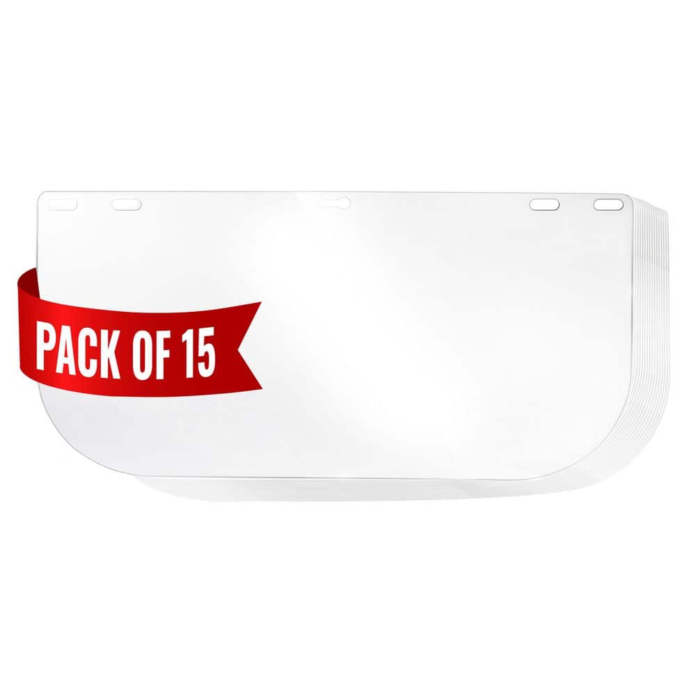 15-Pack Replacement Clear Face Shields - Hercitys