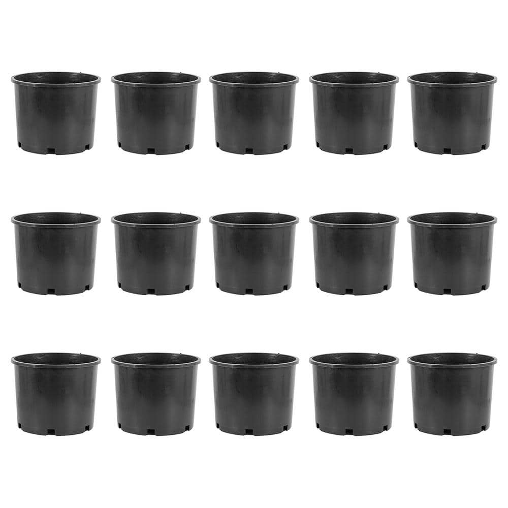 15 in. W x 15 in. H 7 Gal. Round Wide Rim Durable Plastic Plant Nursery Pot (15-Pack) - Hercitys
